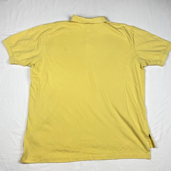 Polo Ralph Lauren Mens XXL Yellow Short Sleeve Pique Polo Shirt Blue Pony Logo - Picture 7 of 8